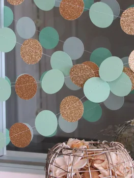 

Glitter Gold and Mint Garland - Gold Glitter Garland - Mint Wedding - Mint Batchelorette Party