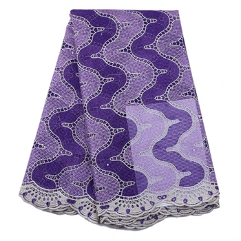 

2016 Newest African High quality Guipure lace fabric Plain Purple color Cord Lace for Nigerian women dress