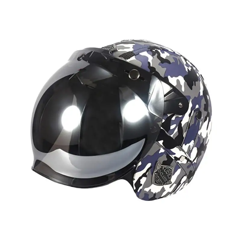

Handmade Retro Motorcycle Helmet Male And Female Locomotive Helmets Pedal Cruiser Helmet With Silver-Plated Bubble Mirror