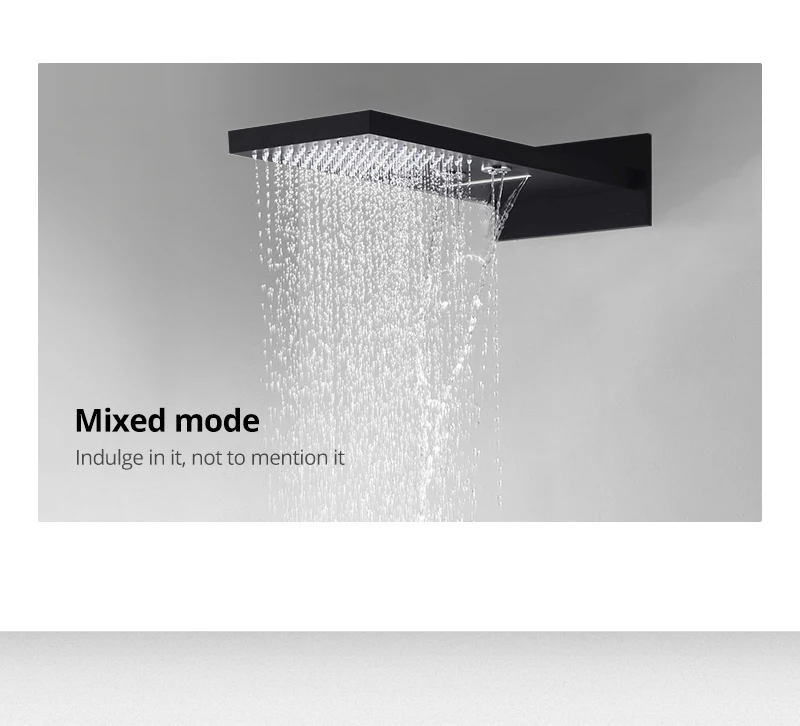 22Waterfall Rain Shower Sets Faucet Rotating Water Shower 4 Function Spa Waterfall Massage Bathroom Fixture Black Shower Set (10)