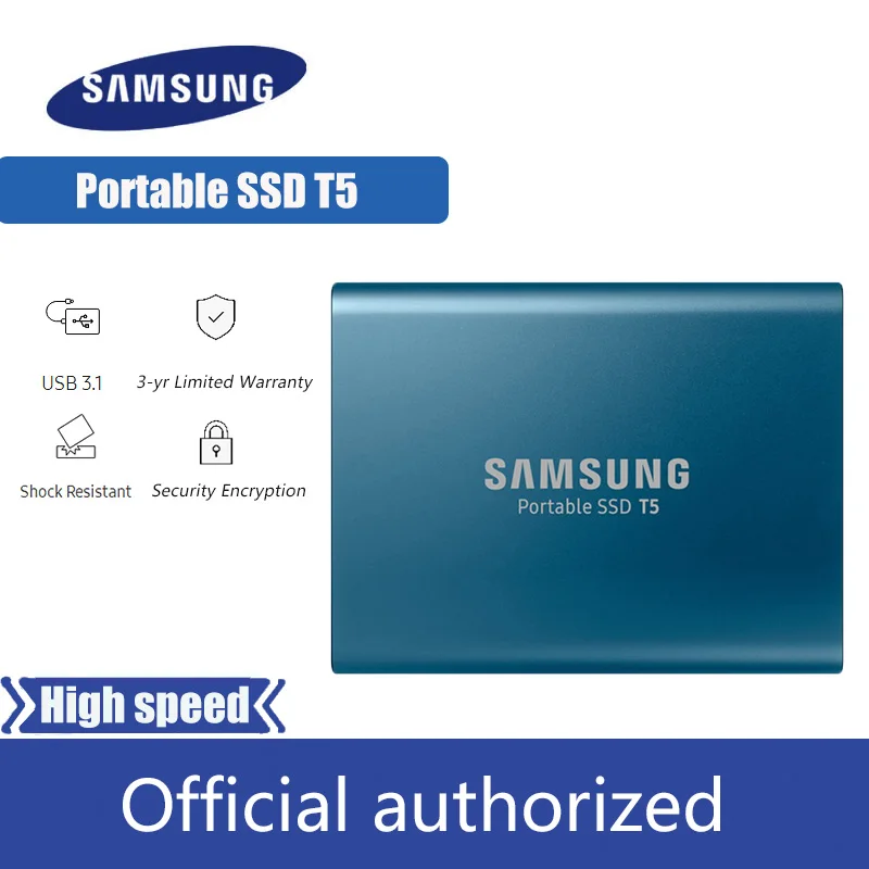 SAMSUNG T5 внешний SSD USB3.1 Gen2(10 Гбит/с) 250 ГБ 500 Гб жесткий диск внешний твердотельный 1 ТБ 2 ТБ HDD диски для ноутбука планшета