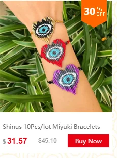 Браслет Shinus Miyuki, женские браслеты со сглаза, 5 шт./партия, Fatima Hand Pulsera Mujer,, бисер, ручная работа, ювелирные изделия Хамса