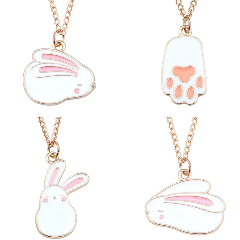 

DIY Trendy Cute Colorful Animal Pendant Kawaii Rabbit Necklaces&Pendants Gold Chains Pet Paw For Women Girls Gifts Drop Shipping