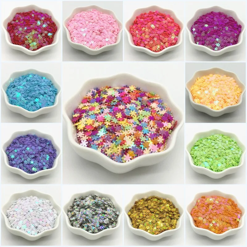 

Paillettes 5mm Snowflake Loose Sequins PVC Paillette for Crafts Scrapbooking Ornaments Sewing Fabric DIY Nail Accessories 20g