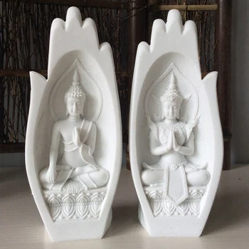

2Pcs Small Buddha Statue Monk Figurine Tathagata India Yoga Mandala Hands Sculptures Home Decoration Accessories Ornaments