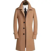 Однобортное шерстяное пальто, мужской тренчкот пальто, мужское кашемировое пальто, casaco masculino inverno erkek, английская повседневная одежда