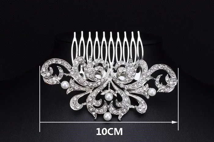 Дизайн жемчужные свадебные украшения для волос очаровательные посеребренные Кристальные волосы расчесывают шпилькой свадебные аксессуары для волос для женщин XLL123