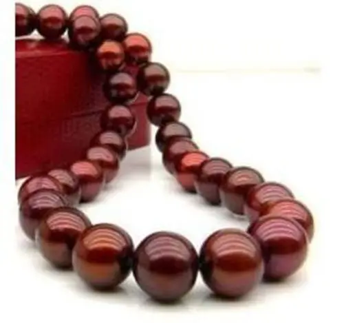 

Hot sale new Style >>>>>10mm Chocolate South Sea Shell Pearl Round Necklace AAA Grade 18" K0