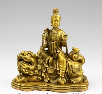 

10 Tibet Brass Ruyi Manjusri Kwan-yin Guanyin Bodhisattva Fu Foo Dog Lion Statue