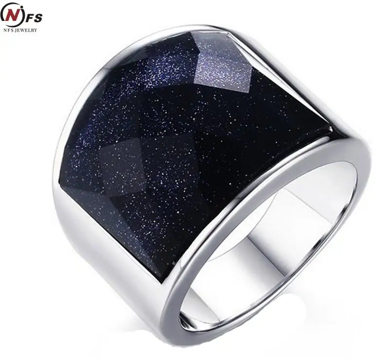 

NFS New Fashion Large Rings For Women Wedding Jewelry Big Crystal Stone Ring 316L Stainless Steel Anillos Male Men Jewelry