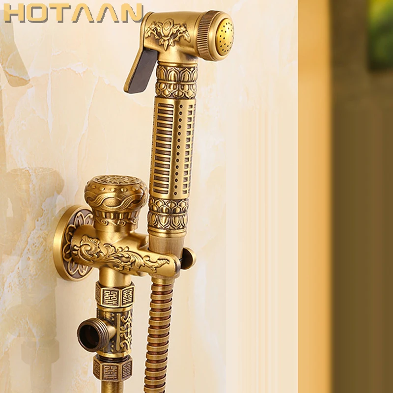 HOTAAN Free Shipping Modern Antique Brass Bathroom Bidet Faucet Exquisite Carved With Hand