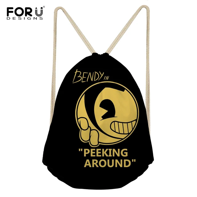 forudesigns bendy and the ink machine cartoon drawstring bag kids