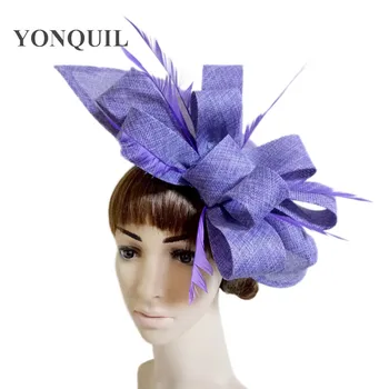 

Lavender Imitation Sinamay feather party Fascinator hat irregular shape millinery wedding headpiece Occasion DIY Hair accessory
