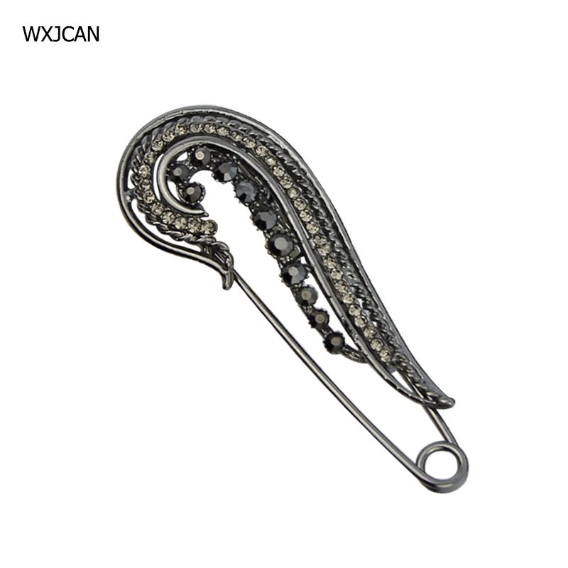 

WXJCAN safety pin brooch vintage brooches for women Satellite stone and rhinestone brooch decorative pins Size 75mm*27mm