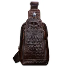 Натуральная кожа Мужская Грудь сумка с узором «крокодиловая кожа» кожаные мужские косой сумка Oumeifeng один сумка