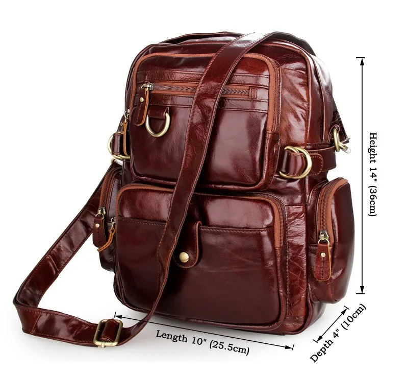 Ковбой Винтаж Натуральный Кожаный Рюкзак Bookbag школьный для женская сумка-сэтчел 7042C