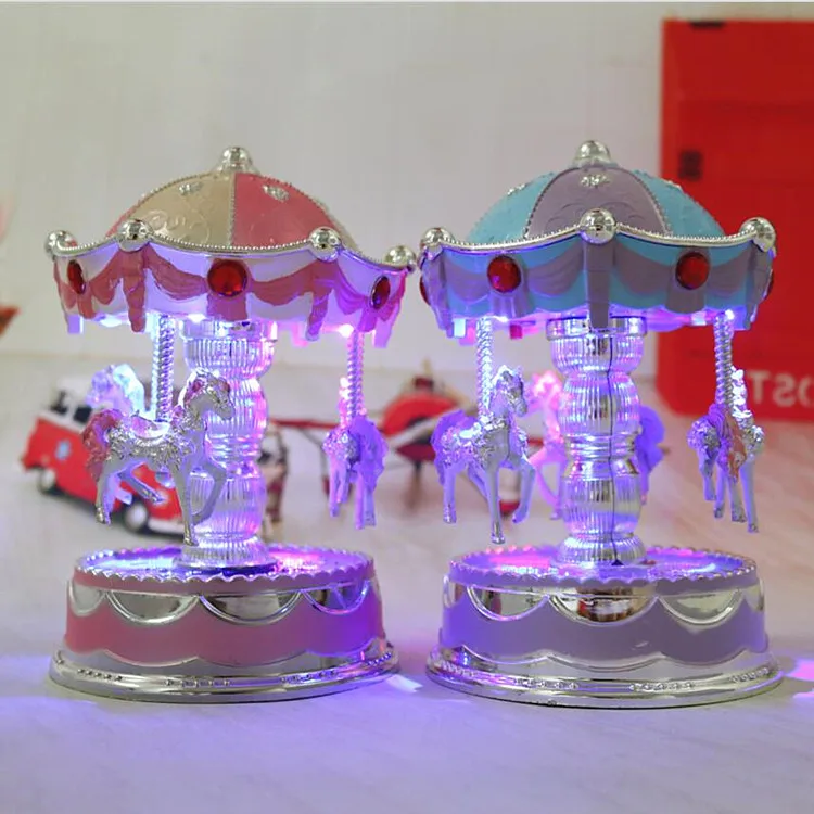 Flash Carousel Music Box Fashion Home Plastic Ornaments Exquisite Music