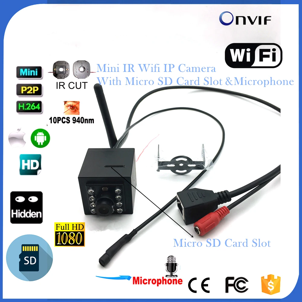 2.0MP 1080P IR Night Vision 940nm Mini Wireless IP Camera Sd Card Slot