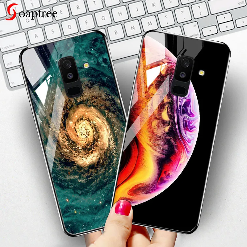 Чехол из закаленного стекла для Samsung Galaxy J4 J6 J7 J8 2018 J2 Prime Cases Star Space Cover A50 A70 A40 A30 A20 A10