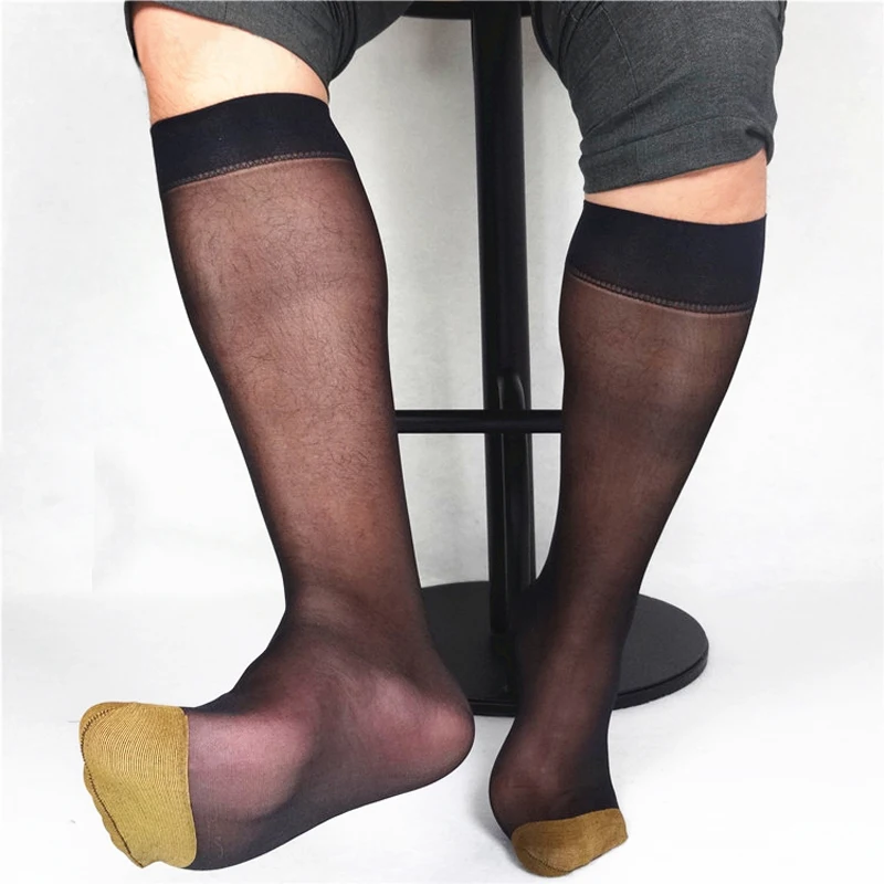 Thin Sheer Transparent Nylon Silk Mens Socks For Fetish