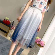 Летние Для женщин плиссированные тюль сетка юбки Для женщин s Plus Размеры бохо-юбка эластичной резинкой на длинные юбки-пачки Faldas Mujer jupe Saias