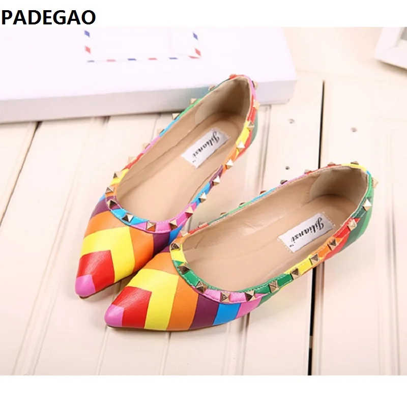 

34-43 large size European and American color flat shoes with willow spikes and pointed toes fashion women's shoes