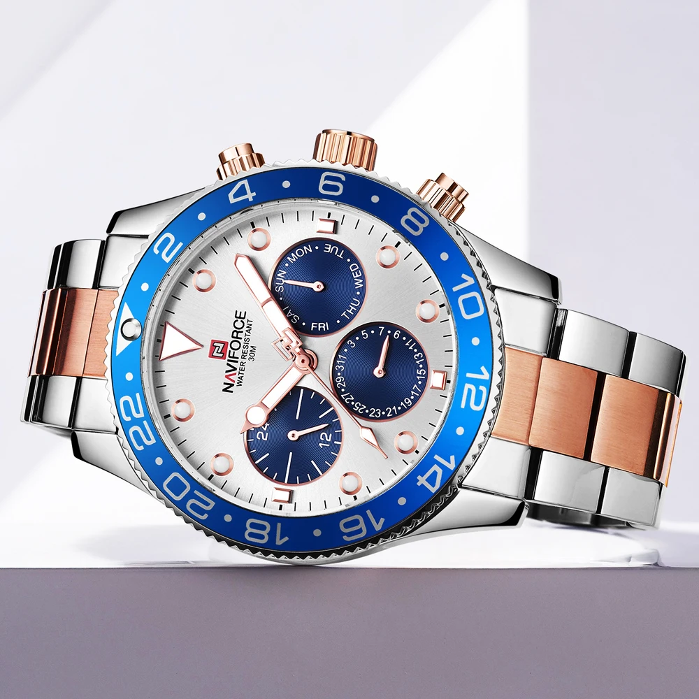 Najtaniej NAVIFORCE 2019 luksusowe męskie zegarki Top marka luksusowe pełna stali nierdzewnej zegarek kwarcowy mężczyźni wodoodporna biznes data zegarek na rękę mężczyzna zegar