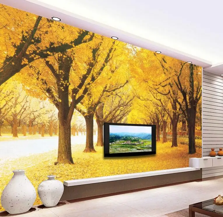 Beibehang пользовательские росписи современный 3D стерео фото обои Золотой клен деревья обои Гостиная диван Спальня 3D обои