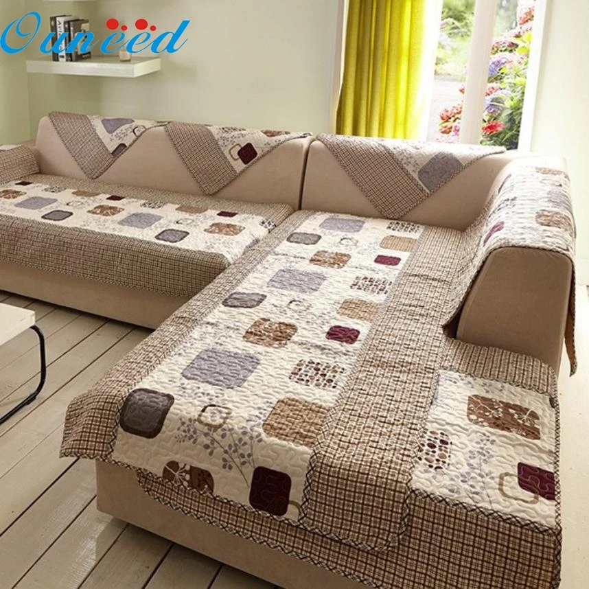 Brown cap embroidered geometric sofa armrest backrest covering material