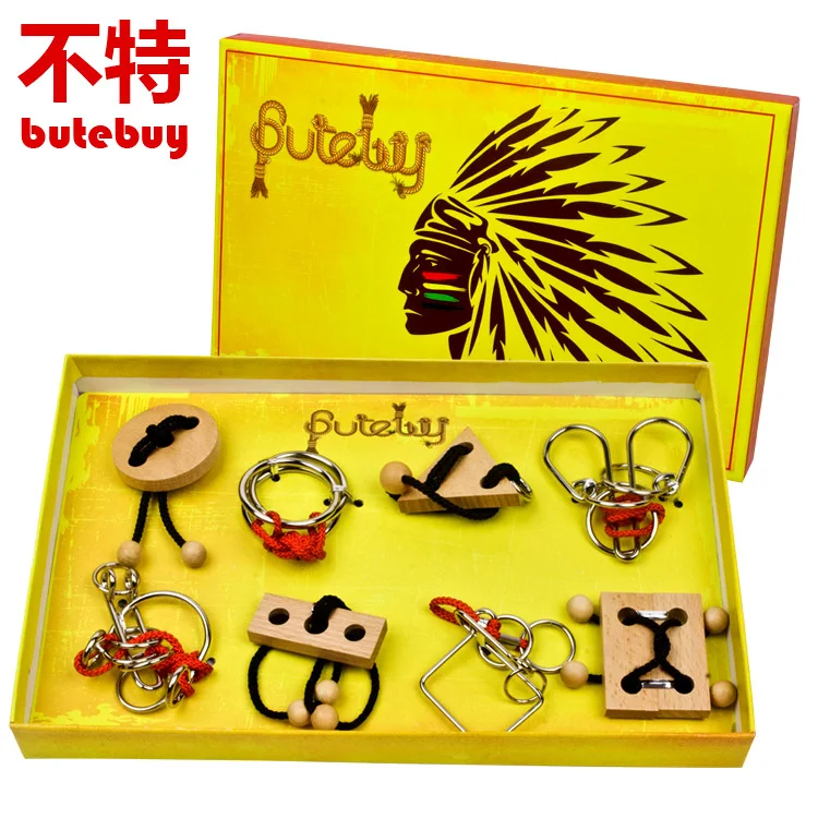 

8PCS/Set Unlocking ring Metal Wire Puzzle IQ Mind Brain Teaser Puzzles Game for Adults Children Kids Gift board games toy