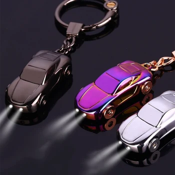 

High Quality Metal Keychain Cool Sports Car Pendant LED Light Key Chain Distinguished Symbol For Men And Women Key Ring Jewelry