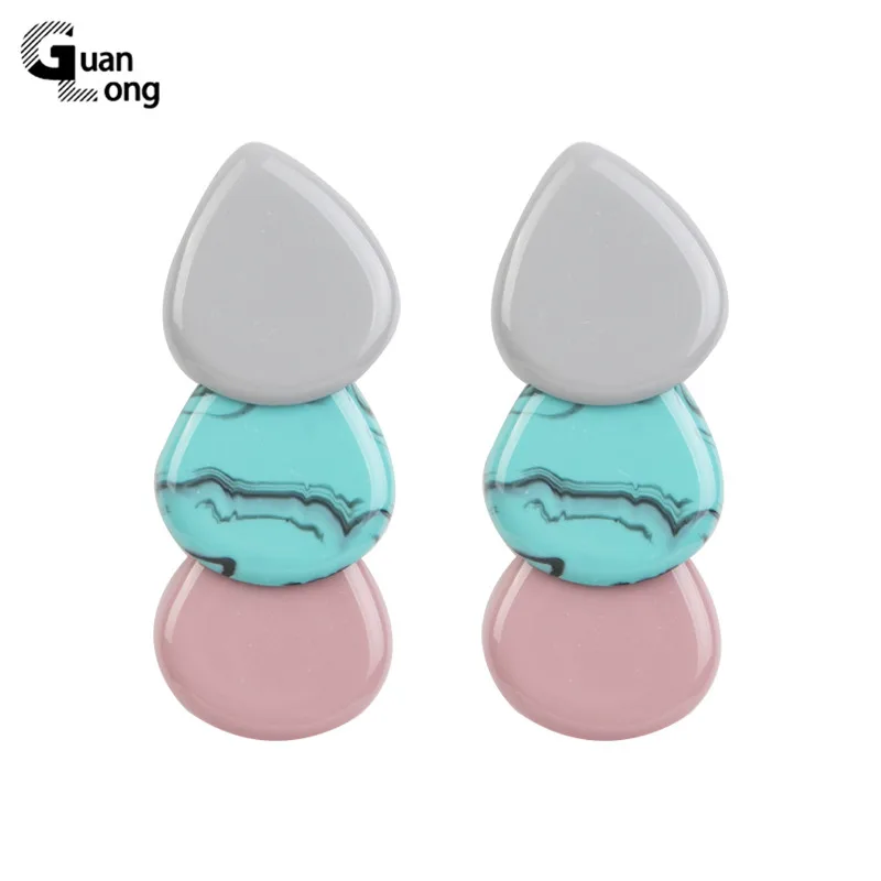 

GuanLong Trendy Long Big Geometric Resin Fashion Drop Earrings for Women Teardrop-shaped Acrylic Party Earring for Girls Jewelry