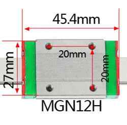 Объёмный рисунок(3D-принт) части ЧПУ AXK MGN12 12 мм миниатюрный линейный рельс слайд 1 шт. 12 мм L-200mm железнодорожных+ 1 шт. MGN12H каретки - Цвет: MGN12H