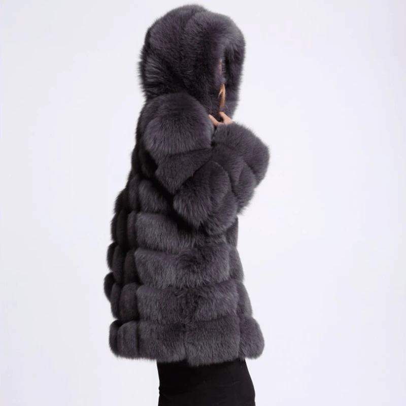 Новинка, плотное зимнее пальто с капюшоном, пальто из искусственного меха, пальто из меха лисы, большие размеры 4XL, пальто более размера