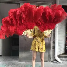 Новое поступление! Высокое качество красный большой страусиное перо веер украшает Хэллоуин вечерние украшения для танцоров живота DIY 12 перо веер