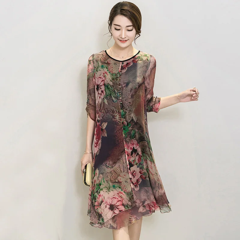 

Women Summer Plus size Clothing Silk Vintage Bohemian Ethnic Party Ladies Dress Print Beach Dresses Elegant vestidos de Renda