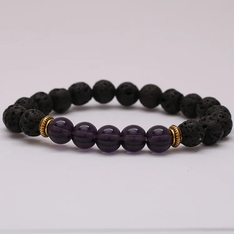 Buddha Prayer Natural Stone Bracelet For Women LAVA beads bracelets (7)