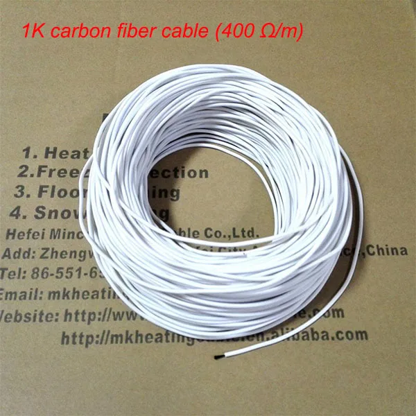 Инфракрасный 1K 2K 3K Углеродное волокно с силиконовой резиновой изоляцией нагревательный провод электрическая Горячая линия углеродный нагревательный кабель - Цвет: 1K 400 Ohm
