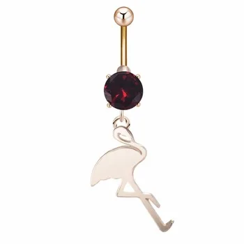 10Pcs Free Shipping Christmas Big Sale Crystal Surgical Belly Button Rings Flamingo Navel Ring Body Piercing Nickel Free Jewelry