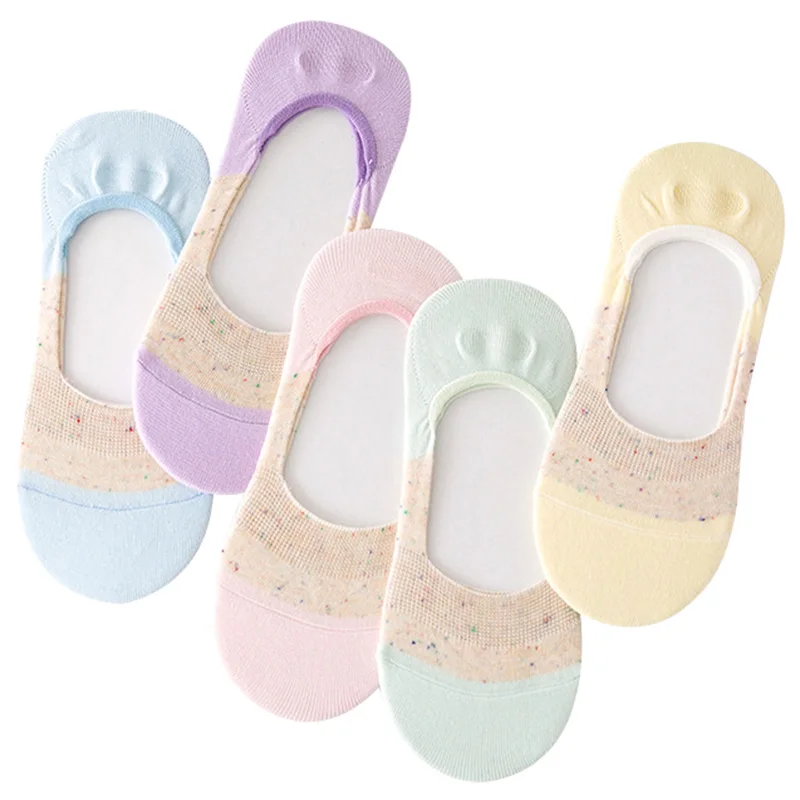 

5 Pairs Womens Socks Hit Color Invisible Socks Women's Short Sock Slippers Summer Thin non-slip Boat Socks Cute Girls Meias Sox