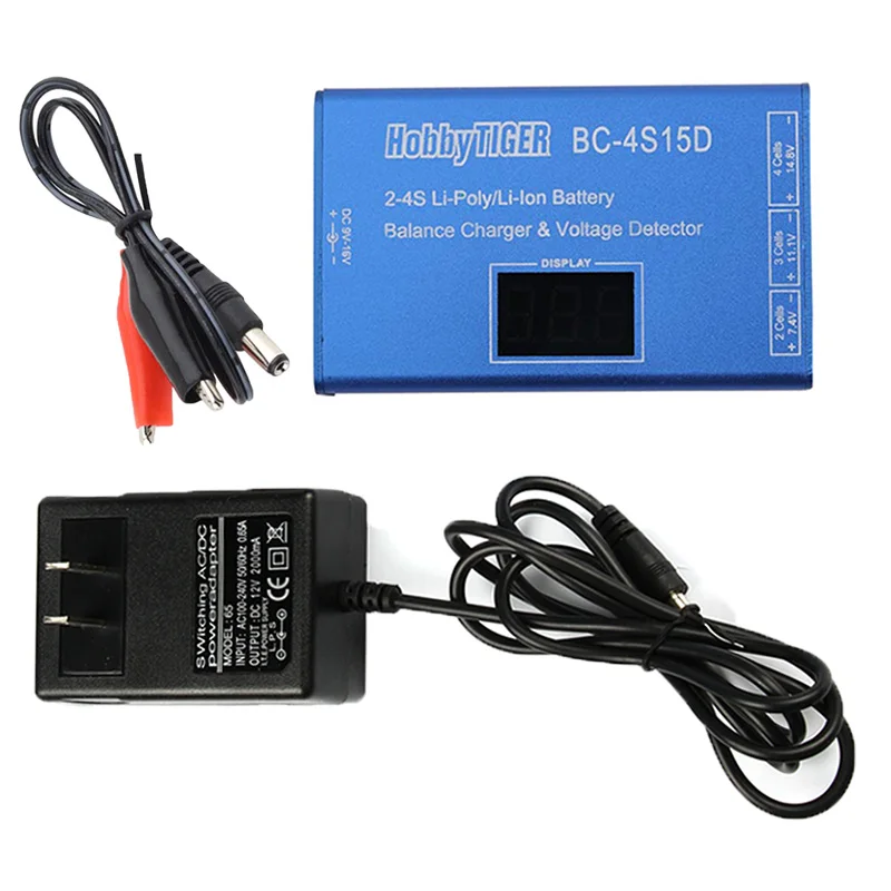

BC-4S15D Battery Lithium Lipo Balance Charger with Voltage Display Screen 1500mA for 2s 3s 4s RC PFV Quadcopter Frame Drone Quad