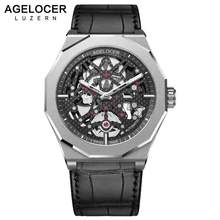 Homem Esqueleto Relógio Mecânico suíço Homens Esporte Relógios Luminosos AGELOCER Power Reserve 80 H 50 m Diver Relógio de Pulso Relogio masculino