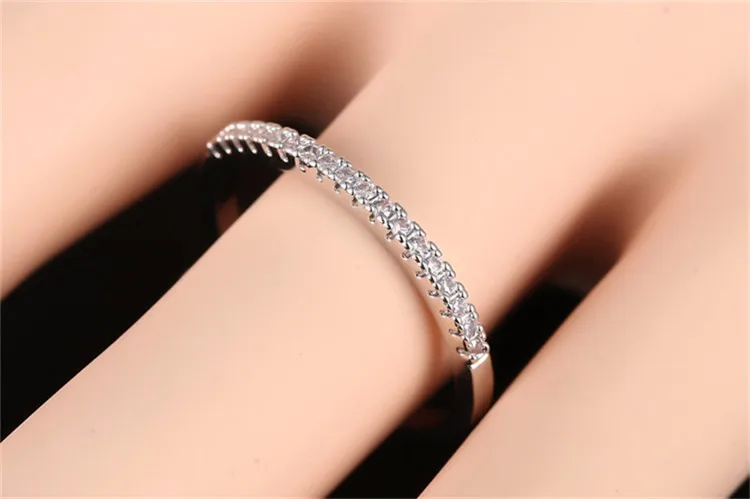 MOROW Fashion Classic AAA Zircon Finger Rings Dainty Plated White Gold Simple Metal Ring for Women Jewelry Christmas Gift Hot (7)