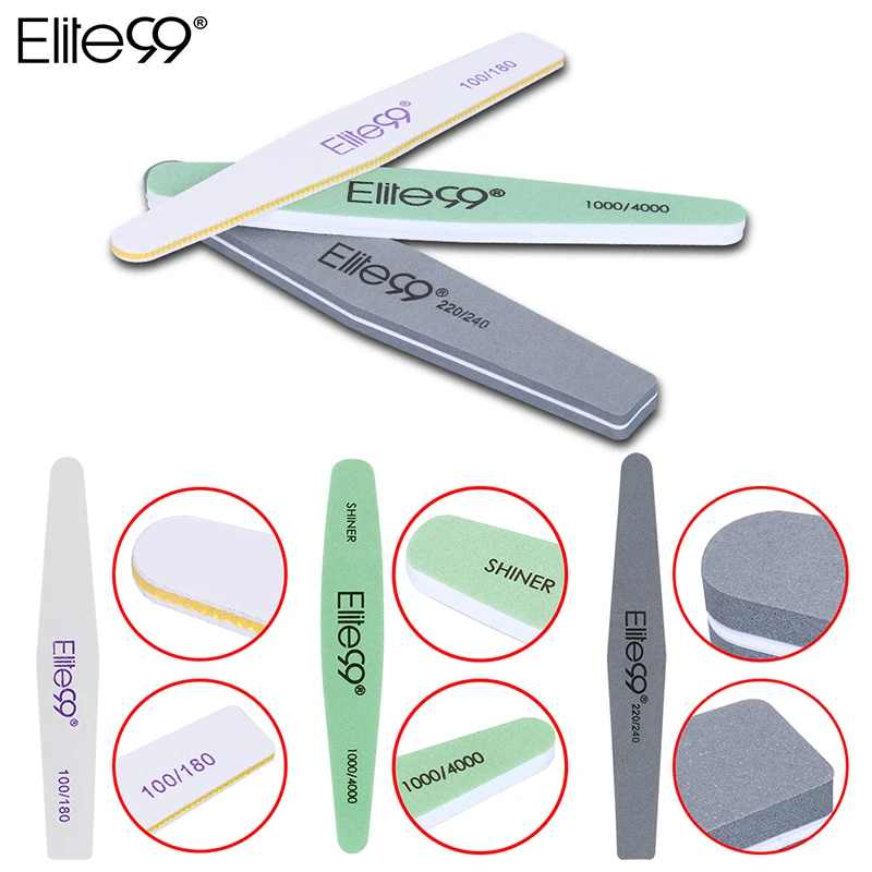 Beli Elite99 3 Mix Ukuran Double Side File Kuku Amplas Pro Nail Art Pengamplasan Bar Manikur Pedikur Kuku Alat