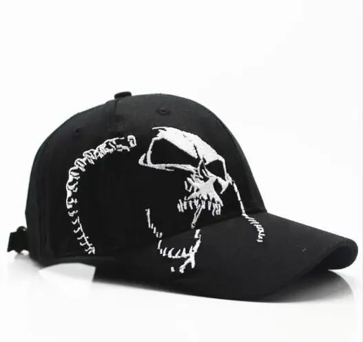 High Quality Skull Embroidery Fashion Cap Cotton Baseball Cap Outdoor Hip Hop Hat Sports Cap For Men Women- Left right - Цвет: Left