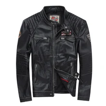Мужские жакеты из овечьей кожи, Размер 4XL, мужская черная с вышивкой, мужская кожаная куртка с воротником-стойкой, повседневные пальто