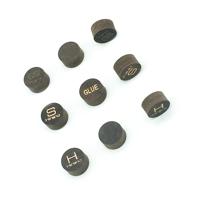 

6pcs professional 14mm HIRANO Billiards Pool cue tips SS/S/M/H dark brown 8layers pigskin cue tips Wholesales accessories