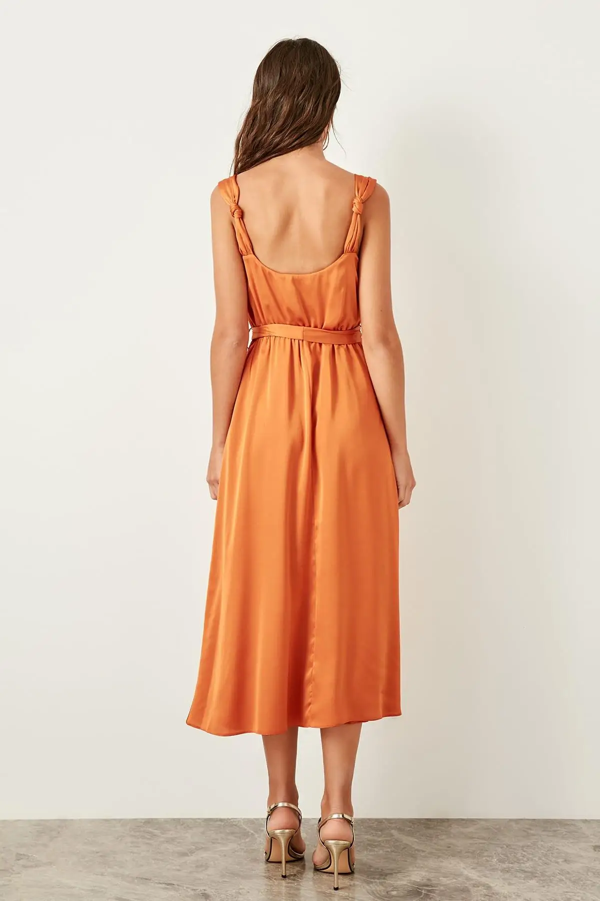 Trendyol оранжевое платье с поясом TPRSS19BB0283|Платья| |