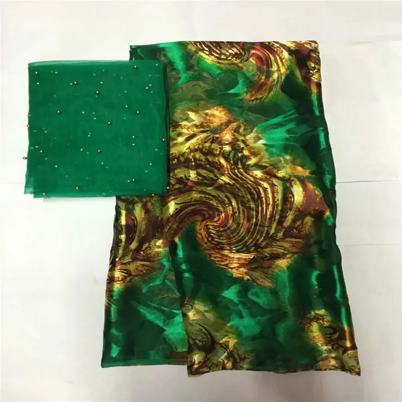 High quality silk fabric for lady dress embroidered george silk fabric African metallic silk fabric 114cm/8mm 5 yards lxe111583