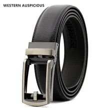 WESTERN – ceinture automatique en cuir véritable pour hommes, avec boucle en alliage, de styliste, noir café, 90-130CM